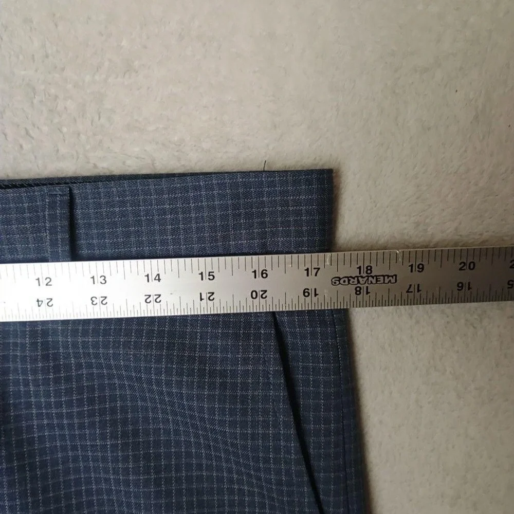 Banana Republic Pants Men 32x32 Blue Plaid Slim Dress Check Stretch Suit Work